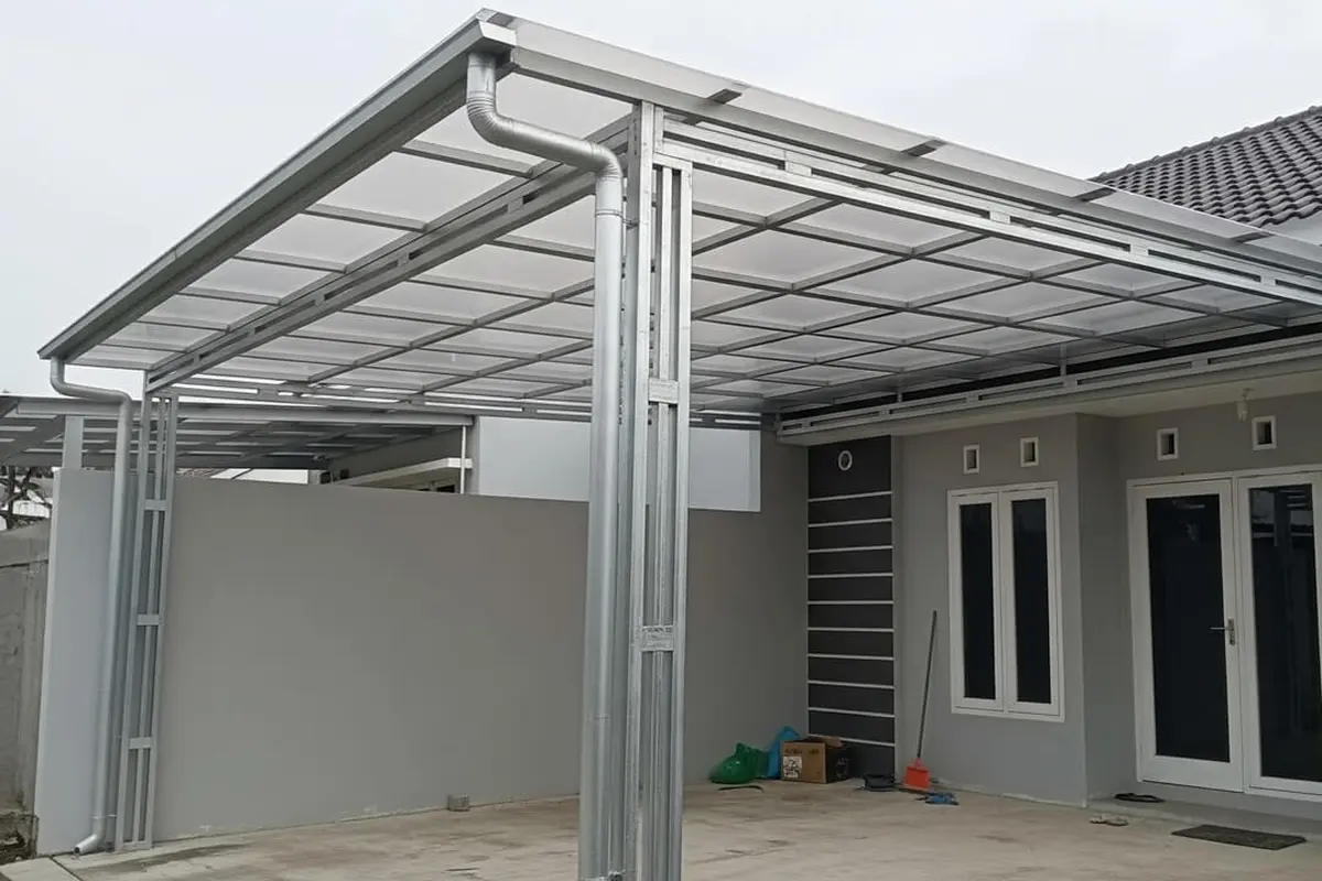 carport sederhana dari besi galvanis