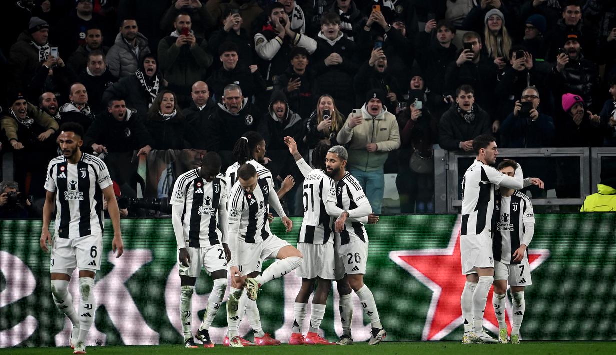 Kemenangan 2-1 di stadion Allianz menjadi modal berharga bagi Juventus untuk menyambangi markas PSV Eindhoven dalam duel leg kedua pekan depan. Isabella BONOTTO/AFP)