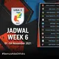 Jadwal pertandingan sepakbola Liga 2 2021 putaran kedua pekan keenam 
(Sumber : dok Vidio.com)