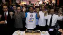 Acara itu dimulai pukul 13.00 WIB. Hadir dalam acara itu Presiden KSPSI Andi Ghani Nena Wea, politikus Partai Golkar Priyo Budi Santoso (Liputan6.com/Johan Tallo) 