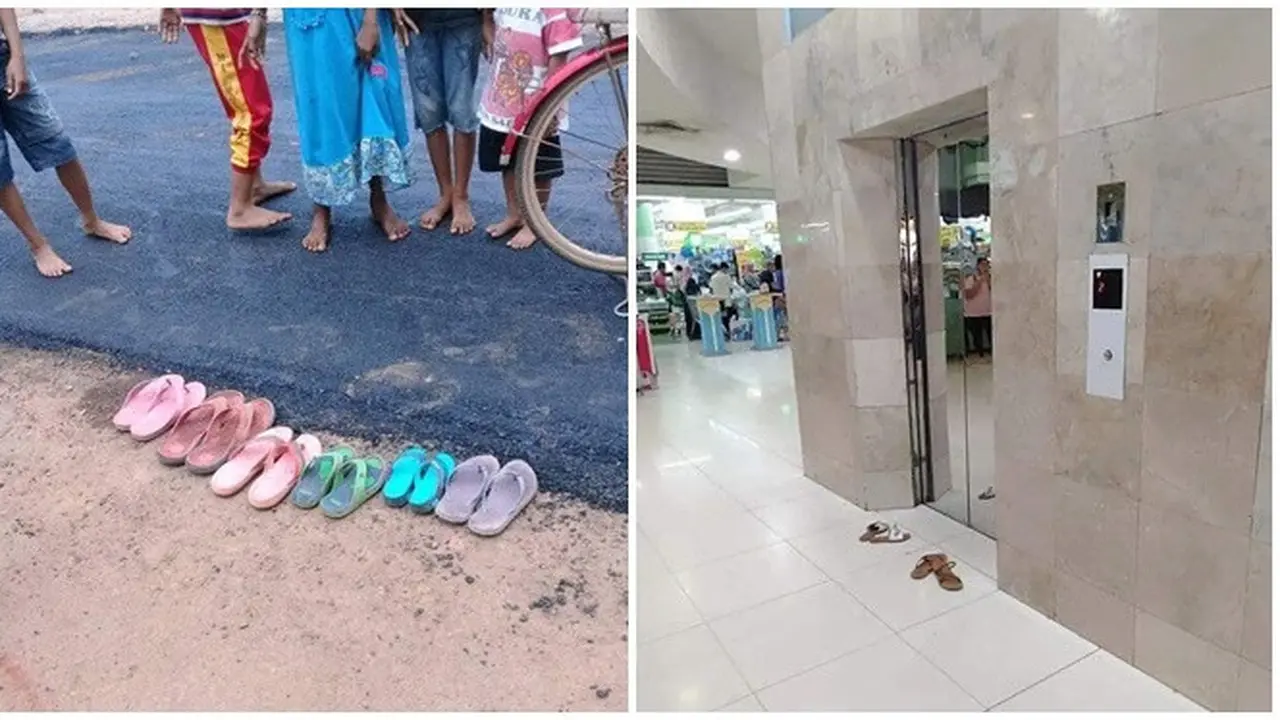 6 Potret Kocak Orang Lepas Sandal di Tempat Umum Ini Bikin Geleng Kepala