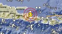 Gempa Magnitudo 5,7 mengguncang wilayah Banyuwangi Jatim, Kamis (25/9/2025), pukul 16.04.12 WIB. (Liputan6.com/ Dok BMKG)