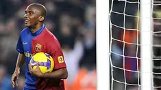 Barcelona's forward Samuel Eto'o celebrates after scoring a goal against Deportivo during their Spanish League match at Camp Nou stadium in Barcelona, on January 17, 2008. AFP PHOTO/LLUIS GENE