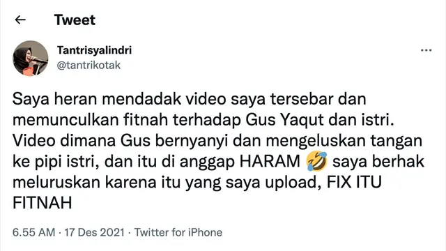 Unggahan Tantri Syalindri. (Foto: Instagram @tantrikotak)