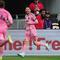 Lionel Messi merayakan golnya di laga antara DC United vs Inter Miami di ajang MLS 2026 di M&T Bank Stadium, Minggu (08/03/2026). (AP Photo/Stephanie Scarbrough)