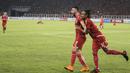 Striker Persija Jakarta, Marko Simic, merayakan gol yang dicetaknya ke gawang Arema FC pada laga Liga 1 di SUGBK, Jakarta, Sabtu (31/3/2018). Persija menang 3-1 atas Arema FC. (Bola.com/Vitalis Yogi Trisna)