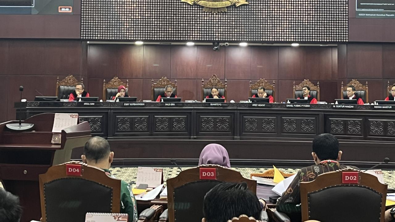 Sidang PHPU di Gedung Mahkamah Konstitusi (MK), Jakarta Pusat, Senin (1/4/2024).
