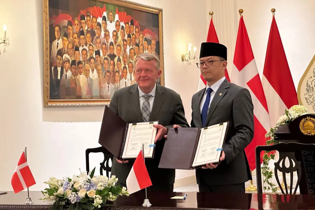 Pertemuan bilateral antara enteri Luar Negeri RI Sugiono dan Menteri Luar Negeri Denmark, H.E. Lars Løkke Rasmussen di Kemlu RI, Selasa (22/4/2025). (Liputan6.com/Benedikta Miranti)