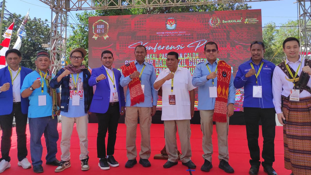 Diantar Ratusan Pendukung dan Koalisi KIM Plus, Melki - Johni Resmi Daftar Pilkada NTT