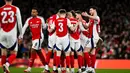 Hasil imbang melawan PSV Eindhoven di leg kedua 16 besar Liga Champions 2024/2025 membuat Arsenal berhak melenggang ke perempat final dengan kemenangan agregat 9-3 usai menang 7-1 di leg pertama. (Glyn KIRK/AFP)