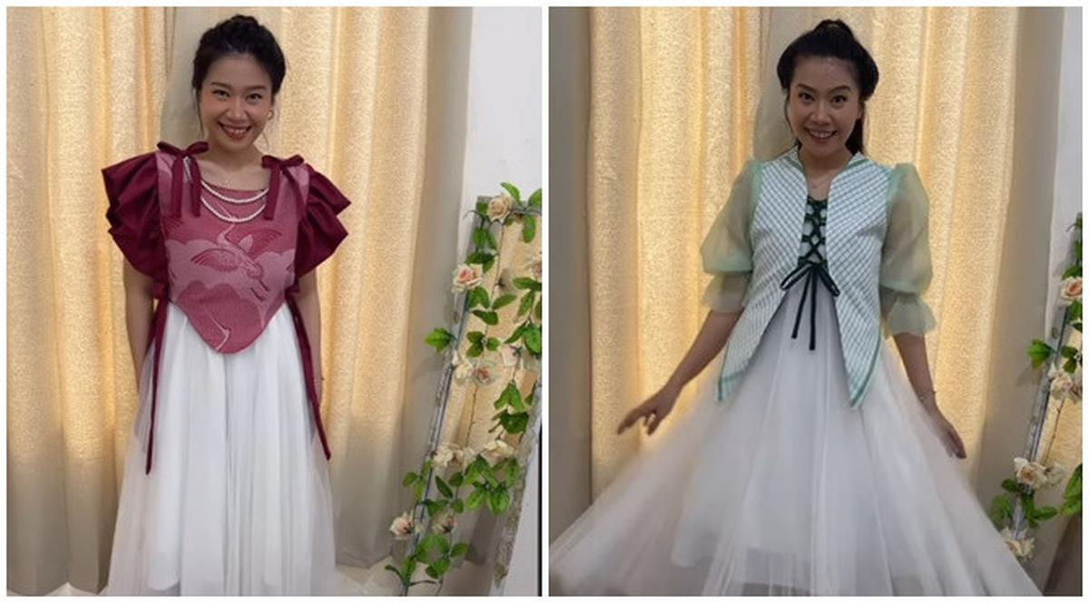 Wanita Ini Bikin Baju dari Gorden hingga Serbet, Penampilannya Unik dan Tetap Stylish