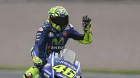 Pembalap Movistar Yamaha, Valentino Rossi jelang balapan MotoGP Jerman 2017 di Sirkuit Sachsenring. (Hendrik Schmidt/dpa via AP)