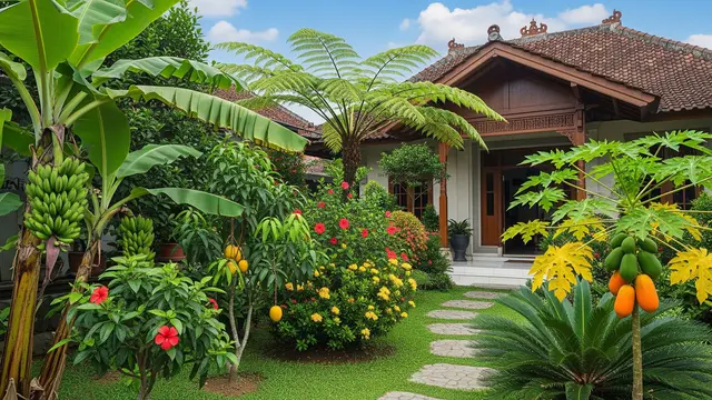 Desain Kebun Buah Campur Tanaman Hias di Halaman Depan Rumah/Gemini AI
