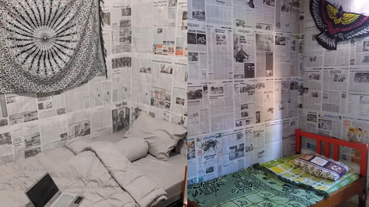 Kreatif Sekaligus Kocak, Ini 6 Potret Kamar Tidur Pakai Wallpaper Koran