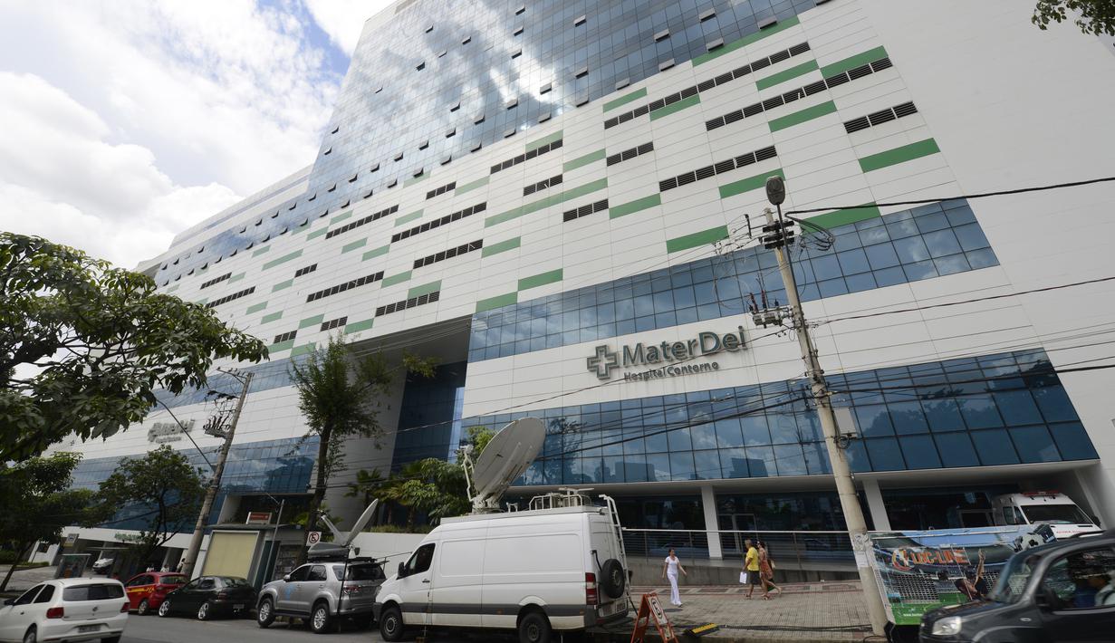 Gedung rumah sakit Mater Dei Hospital yang menjadi tempat singgah Neymar di Belo Horizonte, Brasil, (2/3/2018). Neymar mengalami retak pada tulang metatarsal saat memperkuat PSG melawan Olympique Marseille. (AP/Eugenio Savio)