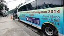  Sebuah bus sengaja disiapkan pihak Jakarta International Expo (JIExpo) Kemayoran, Jakarta, Rabu (11/6/2014) (Liputan6.com/Faizal Fanani)