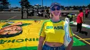 Suporter Brasil sudah ramai di New York New Jersey Stadium enam jam sebelum pertandingan pertama Brasil di Piala Dunia 2026 pada Minggu (14/06/2026) dini hari WIB. (Bola.com/Hery Kurniawan)