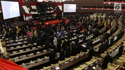 Suasana sidang Tahunan MPR Tahun 2019 di Kompleks Parlemen, Senayan, Jakarta, Jumat (16/7/2019). Sidang tersebut beragendakan penyampaian pidato kenegaraan Presiden Joko Widodo dalam rangka HUT Ke-74 Kemerdekaan Republik Indonesia. (Liputan6.com/Johan Tallo)