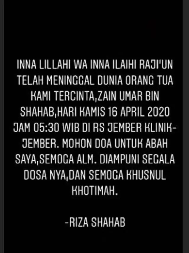 Riza Shahab (Foto: Instagram/@rizashahab)