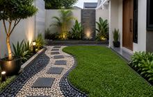 7 Inspirasi Kombinasi Batu Koral dan Rumput untuk Taman Minimalis, Cantik Berkelas
