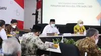 Menko PMK Muhadjir Effendy menyebutkan larangan mudik lebaran tahun ini akan dimulai tanggal 6 sampai 17 Mei 2021 saat Rapat Tingkat Menteri di Kantor Kemenko PMK, Jakarta, Jumat (26/3/2021). (Dok Kemenko PMK)