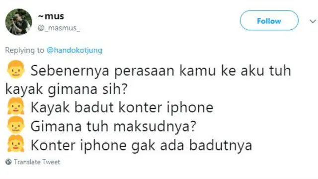 Alih-alih bikin galau berkepanjangan, para warganet justru membuat percakapan kocak soal perasaan.