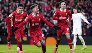 Gelandang Liverpool,&nbsp;Alexis Mac Allister, menyumbangkan satu gol saat timnya menang 2-0 atas Real Madrid pada laga kelima league phase Liga Champions musim ini di Stadion Anfield, Kamis (28/11/2024) dini hari WIB. (Peter Byrne/PA via AP)