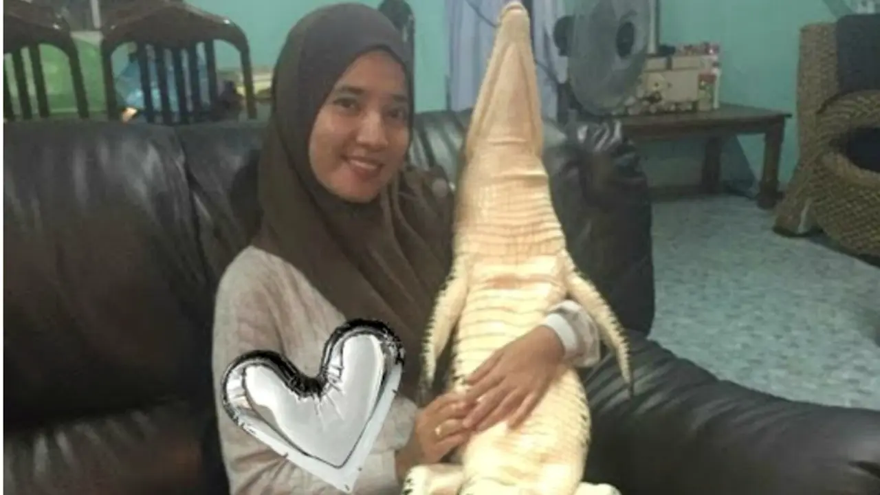 Berfoto dengan Buaya yang Ia Temukan, Gadis Ini Malah Dikritik Netizen