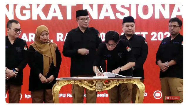 Komisi Pemilihan Umum Republik Indonesia (KPU RI) melakukan Rapat Pleno Terbuka Hasil Penghitungan Perolehan Suara Tingkat Nasional serta Penetapan Hasil Pemilihan Umum atau Pemilu 2024.