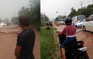 Arus lalu lintas di Jalan Ir Sutami sempat lumpuh dan tidak bisa dilalui kendaraan saat banjir lumpur menggenangi kawasan itu. (Liputan6.com/ Dok Ist)