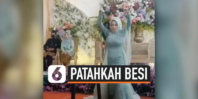VIDEO: Viral Mempelai Wanita Patahkan Besi dengan Tangan di Acara Pernikahannya