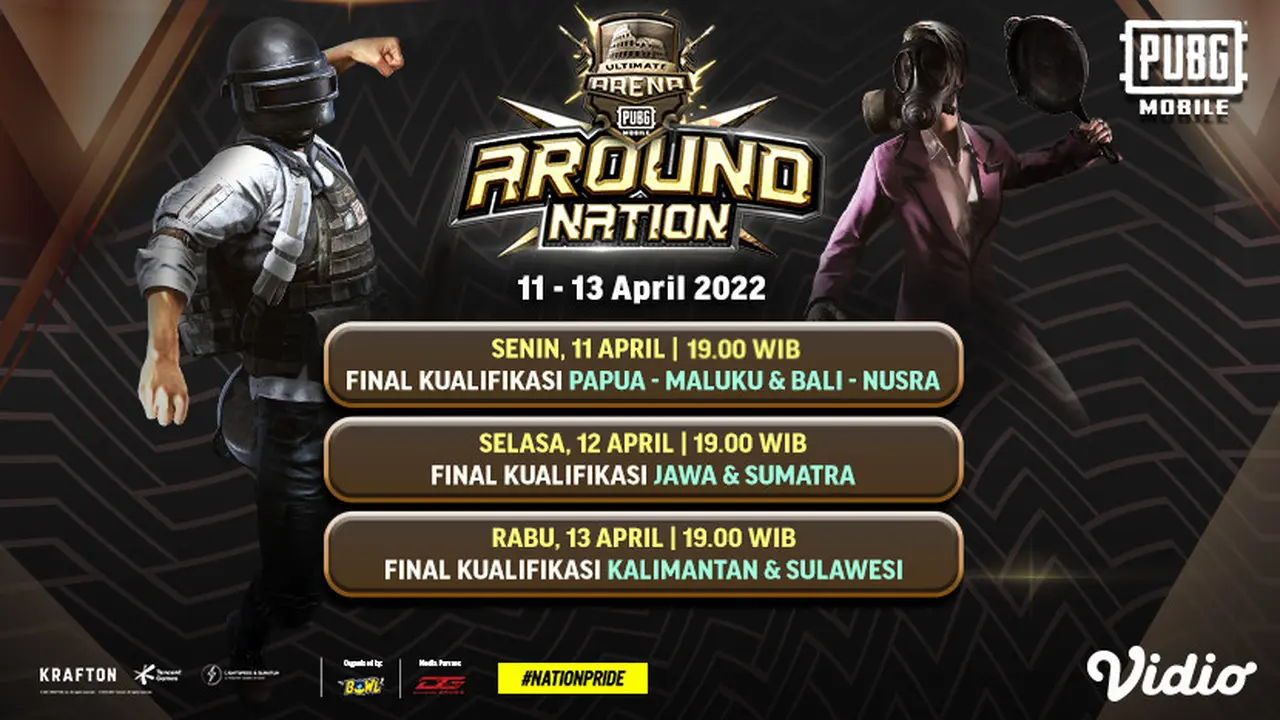 Saksikan keseruan menarik streaming Ultimate Arena : PUBGM Around Nation Championship 2022 di Vidio