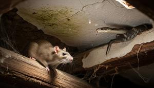 Ilustrasi Tikus dan Ular di Plafon. (Gemini AI)