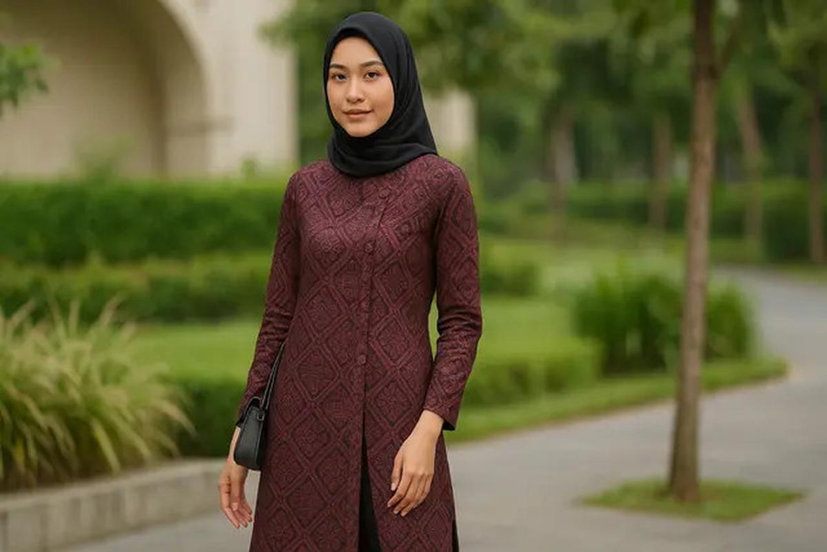 8 Model Tunik Batik Kancing Samping dengan Belahan Panjang 2025, Tampil Lebih Langsing dan Anggun