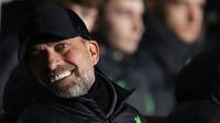 Ekspresi bahagia pelatih Liverpool, Jurgen Klopp saat laga leg pertama 16 Besar Liga Europa 2023/2024 melawan Sparta Praha di Epet Arena, Praha, Republik Ceko, Jumat (08/03/2024) dini hari WIB. (AP Photo/Petr David Josek)