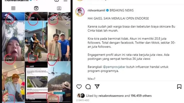 Ridwan Kamil Kini Terima Endorese Demi Beli Skincare Istri yang Harganya Tak Murah