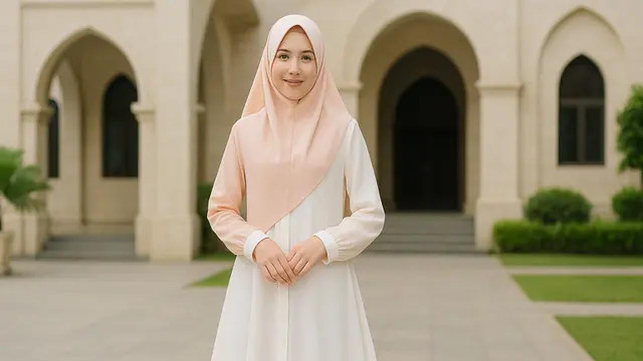 8 Pilihan Model Gamis Syari Polos Kombinasi 2 Warna Terbaru