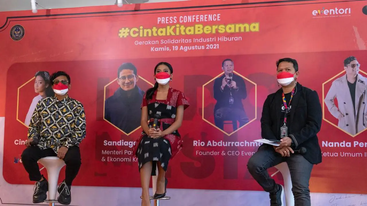 CEO Eventori Rio Abdurrachman bersama Cinta Wirawan dan Nanda Persada, Ketua Umum IMARINDO.