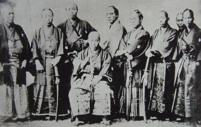 Ilustrasi kaum samurai Jepang pada 1860. (Smber Wikimedia Commons/First Japanese Embassy to Europe)