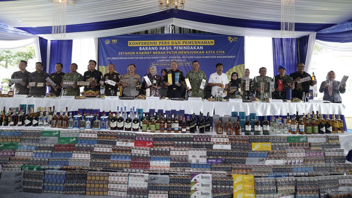 Pemusnahan Serentak di Lampung-Bengkulu: 29,18 Juta Batang Rokok Ilegal Dihancurkan