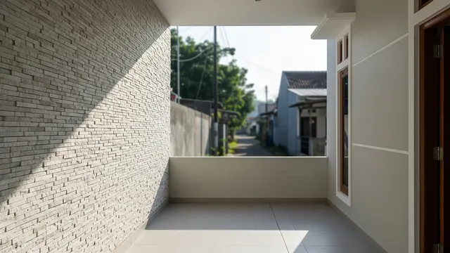 Teras Tanpa Furnitur Cocok untuk Rumah Kecil Model Tekstur Natural