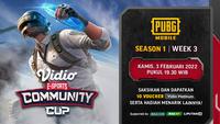 Link Live Streaming Vidio Community Cup PUBGM Season 1 Week 3 di Vidio, Kamis 3 Februari 2022. (Sumber : dok. vidio.com)
