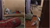 Kejadian viral boneka tiba-tiba bergerak sendiri hingga membuat penghuni kamar berteriak ketakutan dan kabur. (Sumber: TikTok/sate_ususkfc)