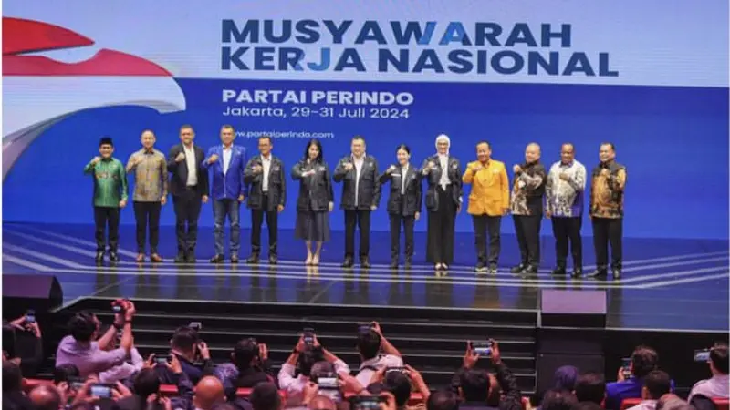 Partai Persatuan Indonesia (Perindo) memberi rekomendasi  calon kepala daerah (cakada) di 50 wilayah saat musyawarah kerja nasional atau mukernas partai, Senin 29 Juli 2024.