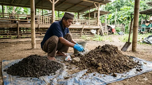 Cara Fermentasi Kohe Kambing (Foto: Gemini AI)