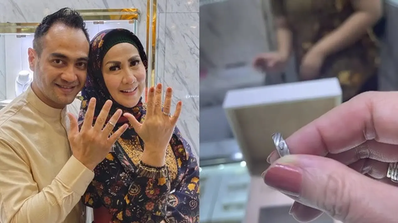 6 Potret Detail Cincin Pernikahan Venna Melinda, Mewah Berlapis Berlian