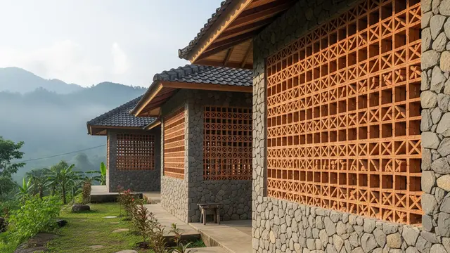 10 Model Rumah Desa dengan Roster Angin Silang Alami, Sejuk dan Hemat Energi