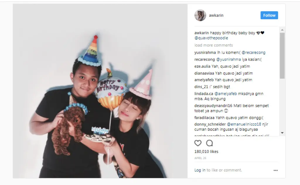 Jejak kemesraan hubungan Oka Mahendra putra dan Awkarin yang tertinggal di instagram. (Foto: instagram.com/awkarin)