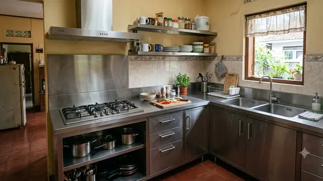 Material Kitchen Set yang Mudah Dibersihkan, Tak Capek saat Bersih-Bersih Setelah Masak Model Stainless Steel