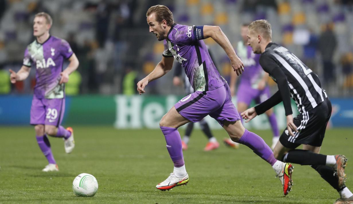 Sepasang gol Mura dicetak oleh Tomi Horvat pada menit ke-11 dan Amadej Marosa menit ke-90+4, sementara satu-satunya gol Tottenham disumbangkan Harry Kane menit ke-72. (AP Photo)